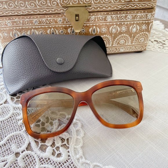🆕Lanvin Square Crystal Sunglasses Tortoise Brown - Picture 3 of 10
